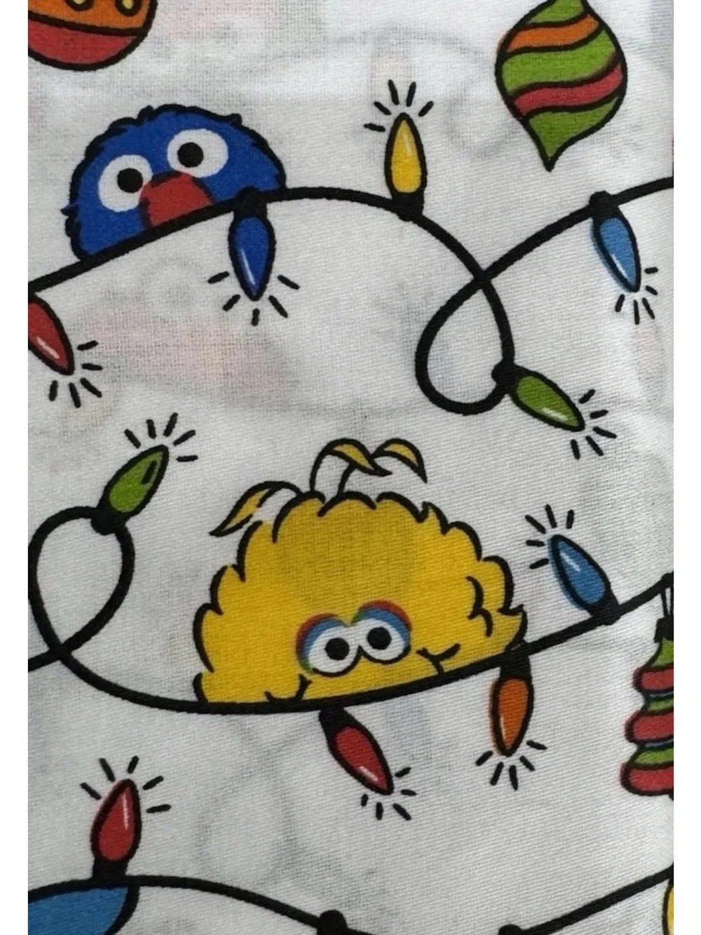 Sesame Street Christmas Lights Twin Sheet Set — 100% Cotton Holiday Bedding